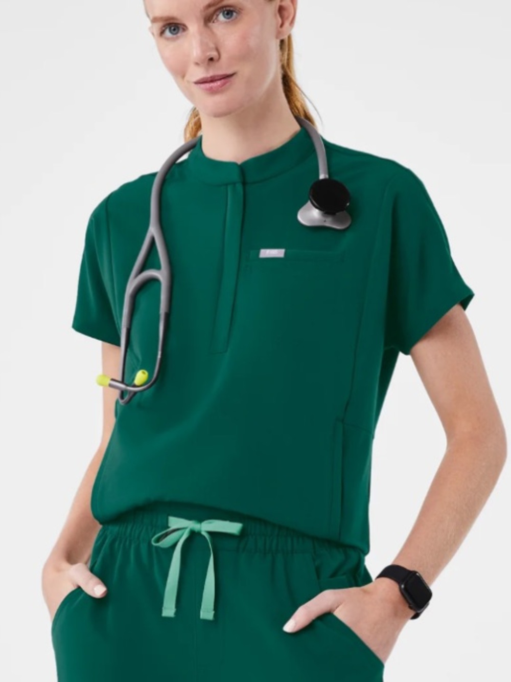 Women’s, Hunter Green, Montex - Mock Neck Scrub Top -S-